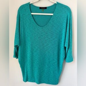 Laila Jayde Turquoise Dolman Long Sleeve Top